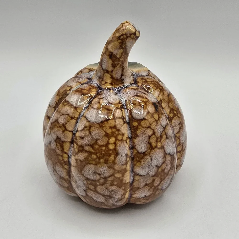 Speckled Ceramic Pumpkin With Leaf For Your‎ Fall Or Halloween Decor 4.25